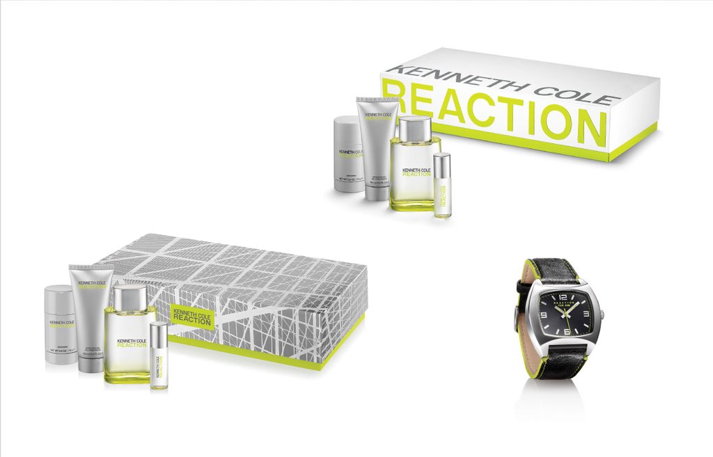 REACTION | design of seasonal GWPs and gift set boxes - mylar paper wrap lids with varnishes, embossing and printing; metal frame watch with PVC band