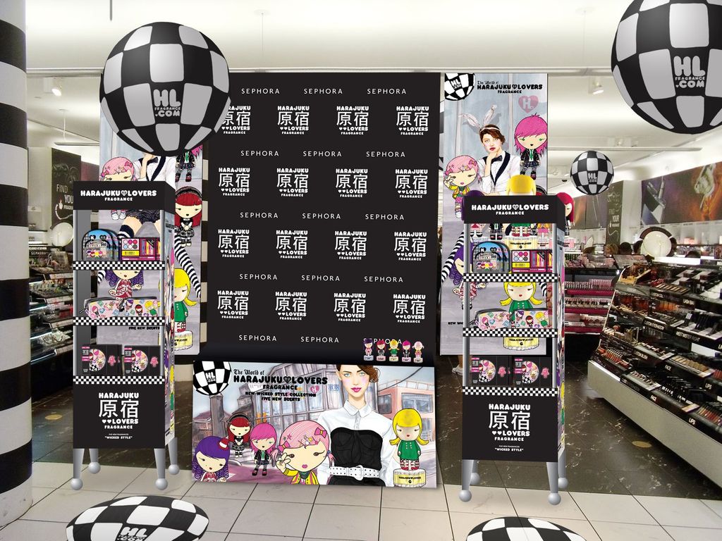 HARAJUKU LOVERS | design of Sephora Soho retail design for NYC Fashion’s Night Out to support limited edition EDT collection